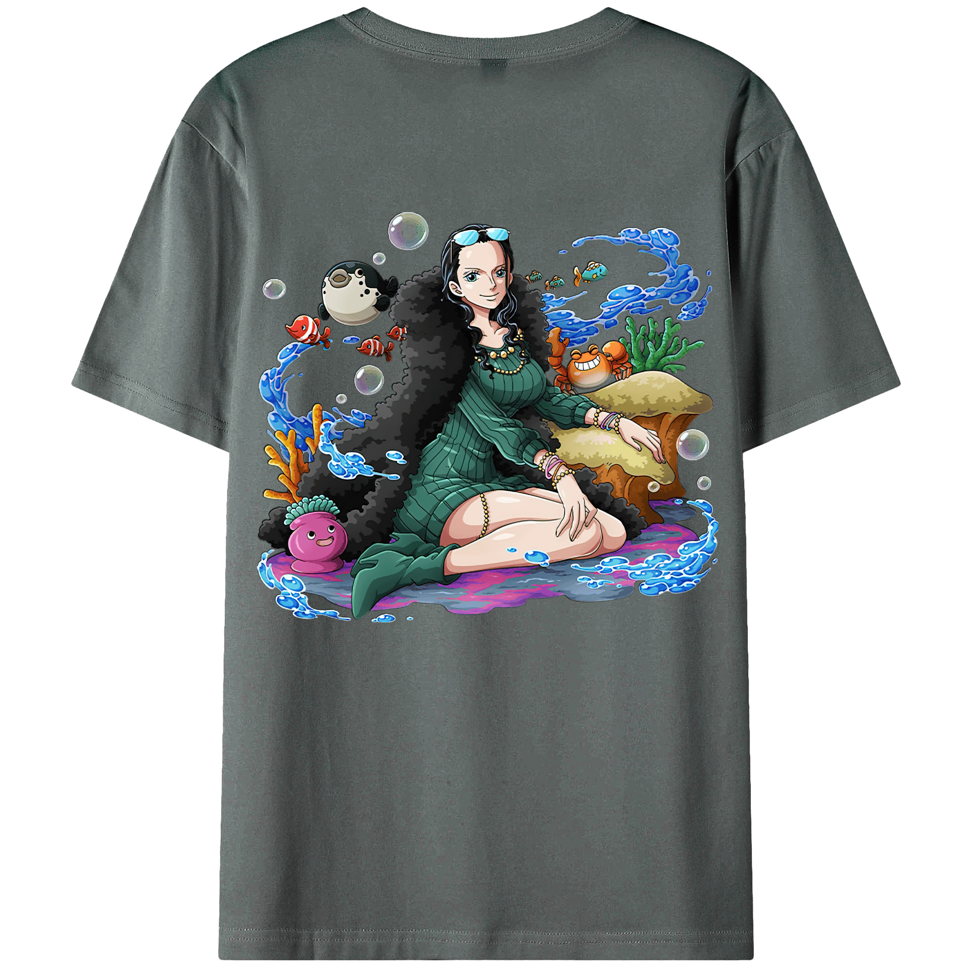 ワンピース ニコ・ロビン ONE PIECE Nico Robin 綿100％ メンズ半袖Tシャツ（バックプリント） 通気性